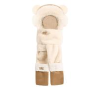 WAZHAKU Harajuku Y2K Cutecore Fuzzy Beanie Estetico Soffice Cappello Inverno Ragazze Cappello Scarf Warm Cute Bear Winter Hats Fleece Scarves Ear Flap 3 in 1 Set, R beige, Taglia unica