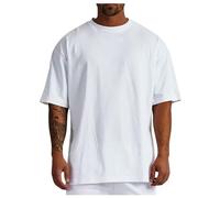 WAZHAKU - Maglietta oversize da uomo a maniche corte con scollo a girocollo, taglio ampio, lunga, camicia basica vintage, per palestra, t-shirt da tempo libero, da uomo, oversize, felpa, taglio ampio