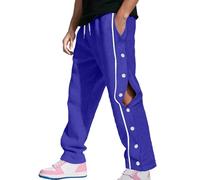 WAZHAKU Pantaloni da jogging da uomo, con bottoni sul lato, pantaloni da uomo con tasche e abbottonatura laterale, per aprire, con bottoni elasticizzati, in vita, per lo sport, per il tempo libero, R