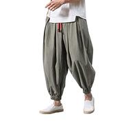 WAZHAKU Pantaloni Harem Da Uomo Baggy Aladin, Stile Giapponese, Per Il Tempo Libero, Da Jogging, Cinesi, Hippie Yoga, Palloncino Bloomer, Casual, Grigio