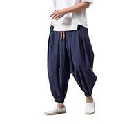 WAZHAKU Pantaloni harem da uomo Baggy Aladin, stile giapponese, per il tempo libero, da jogging, da uomo, pantaloni cinesi, pantaloni harem, pantaloni hippie yoga, palloncino Bloomer, casual, P