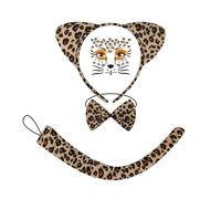 WAZHAKU Set di Costume per Bambini con Orecchie da Leopardo, Cerchietto, Adesivi per il Viso, Coda, Papillon, Look da Ghepardo, per Cosplay, Travestimento, Carnevale, Festa, Taglia unica
