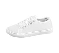 WAZHAKU Sneaker basse unisex, in pelle, bianche, con lacci, per il tempo libero, leggere, comode, sportive, classiche, per il tempo libero, con plateau, O bianco., 45 EU