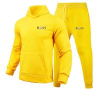 WAZHAKU Tuta da jogging da uomo, lunga, per il tempo libero, in due pezzi, Y2K, Hip Hop, 2 pezzi, con cappuccio e pantaloni da jogging con grafica creativa, per autunno e inverno