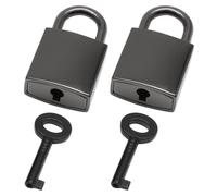 Waziaqoc 2 mini lucchetti, quadrato nero lucchetto con chiavi, serrature decorative in metallo per scatola di gioielli, scatola di immagazzinaggio diario mini borse