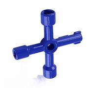 Waziaqoc Chiave multifunzione a 4 vie, triangolo/quadrato in lega di zinco/chiave trasversale universale per contatore acqua elettrico valvola a gas armadio ascensore, blu