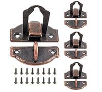 Waziaqoc Chiavistello antico a levetta, 4 pezzi, piccolo ferro a becco anatra in ferro stile retrò decorativo Hasp chiavistello Hardware per scatola di legno Armadio cassaforte, scatola di gioielli, rame