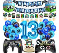 WAZIWE Palloncini Compleanno Bambino, Decorazioni Compleanno Comprende Bandierine di Compleanno, Palloncini in Alluminio, Palloncini con il Numero 13 e Decorazioni per Torte.