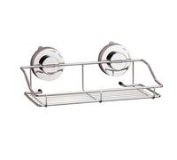 WAZUBC Contenitore per doccia con ventose, 25 cm, montaggio a parete, in acciaio inox, rettangolare, per shampoo, sapone, articoli da toeletta