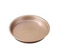 WAZUBC Teglie da forno per pizza in acciaio inossidabile, teglie rotonde antiaderenti per forno a microonde, per pizza, cottura e cottura lavabili in lavastoviglie (20 cm, oro)