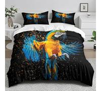 Wazylphin Copripiumino una Piazza e Mezza Blu Arancione Copripiumino una Piazza e Mezza Bambina Microfibra Copriletto Antisbiadimento,1 Piumino Matrimoniale+2 Federe Cuscini 50x75cm