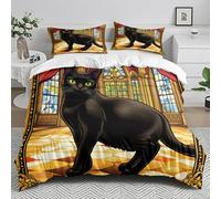Wazylphin Lenzuola Matrimoniali Oro Animale Nero Copripiumini Piumone Matrimoniale Microfibra Piumone Matrimoniale Invernale con Cerniera Copriletto 240x220+2 Federe Cuscini 50x75cm