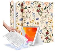 Wazzasoft Custodia per iPad 9a/8a/7a/Air 3a generazione/Pro 10,5 pollici, custodia per tastiera e matita Folio Tablet Cover per donne e ragazze carine ragazze adolescenti kawaii floreale fiore design