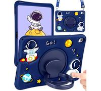 Wazzasoft Custodia per iPad A16 - Custodia per iPad di 10a generazione Ragazzi Carino Astronauta Cover Kawaii 3D Cool con Maniglia Rotante Stand + Cinturino in Silicone Morbido Funda per Apple 10/11a