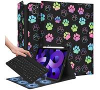 Wazzasoft Custodia per iPad Air 11 pollici 2024, Air 5th/4th Generation 10.9, Pro 11'' Custodia con tastiera Matita Holder Folio Tablet Cover Donne Ragazza Carino Kawaii Dog Paw per iPad Air 11 2024