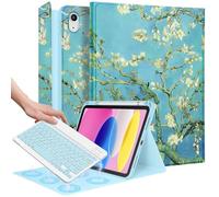 Wazzasoft Custodia per iPad di 10a generazione con supporto per matita tastiera da 10,9 pollici Folio Tablet Cover Donne Ragazze Carino Ragazze Ragazze Ragazze Kawaii Flower Art Design unico per Apple