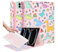 Wazzasoft Custodia per iPad Pro 11 pollici 2024 M4 con tastiera - Portamatite Folio Tablet Cover Donne Ragazza Cute Teen Kawaii Dino Design unico per Apple Pro 11 A2925 A2926 A3007
