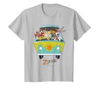 WB 100: Looney Tunes Scooby-Doo Mashup Maglietta, Bambini, Argento, 8 Anni