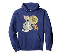 WB 100: Tom And Jerry Distressed Poster Felpa con Cappuccio, Unisex per Adulti, Navy, S