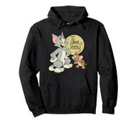 WB 100: Tom And Jerry Distressed Poster Felpa con Cappuccio, Unisex per Adulti, Nero, L
