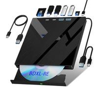 Wbacon Unità Blu-ray esterna 7 in 1, masterizzatore Blueray/DVD esterno USB 3.0 Tipo-C con porta SD/TF, supporto 100G Bluray Disc R/W per PC compatibile con Windows XP/7/8/10/11 Mac Laptop Desktop