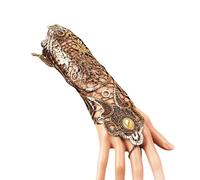 WBANGIAO Guanti in pizzo gotico senza dita con polsino in pizzo senza dita guanti dorati Steampunk anello da polso nero oro regalo per fidanzamento