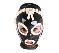 WBAODAN La Cameriera Maschera in Lattice da Bondage Cappuccio Sexy Maschera di Halloween Copricapo in Gomma per Fetish BDSM(Size:XS-48.5CM)