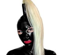 WBAODAN Lattice Testa Coperchio Gomma Maschera con Parrucca Per Decorazioni Di Giochi Di Ruolo Halloween(Size:L-68CM)