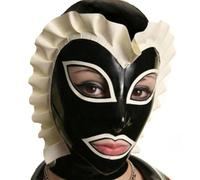 WBAODAN Maschera in Lattice da Bondage La Cameriera Cappuccio da Donna Maschera Integrale in Gomma Accessori Sexy per Giochi di Ruolo(Size:XL-70CM)