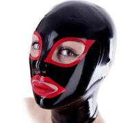 WBAODAN Maschera in Lattice Nero Fatto a Mano per la testa Cappuccio in latex per Cosplay Party Abbigliamento da club(Size:XXL-65CM)