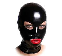 WBAODAN Maschere Per La Testa Con Allacciatura Adulta Cappuccio In Pelle Con Cerniera Staccabile Cerniera Posteriore Maschera In Lattice Nero Fatto A Mano In Lattice Naturale(Size:M-65CM)