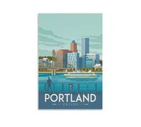 WBBART Poster su tela con lo skyline dell'Oregon di Portland, stile vintage, decorazione artistica da parete, poster decorativo moderno per la famiglia, 50 x 75 cm