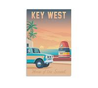 WBBART Poster su tela, motivo: panorama della Florida di Key West, stile vintage, decorazione artistica da parete, poster decorativo moderno per la famiglia, 30 x 45 cm