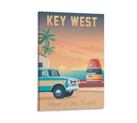 WBBART Poster su tela, motivo: panorama della Florida di Key West, stile vintage, decorazione artistica da parete, poster decorativo moderno per la famiglia, 30 x 45 cm