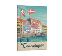 WBBART Poster su tela, motivo: panorama di Copenaghen, Danimarca, stile vintage, decorazione artistica da parete, poster decorativo moderno per la famiglia, 30 x 45 cm