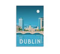 WBBART Poster su tela, motivo: panorama di Dublino, Irlanda, stile vintage, decorazione artistica da parete, poster decorativo moderno per la famiglia, 50 x 75 cm