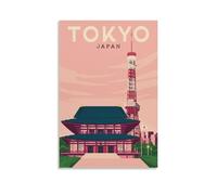 WBBART Poster su tela, motivo: panorama giapponese di Tokyo, decorazione artistica da parete, stile moderno, poster decorativo per famiglia, 50 x 75 cm