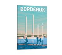 WBBART Poster su tela, motivo: skyline di Bordeaux, Francia, stile vintage, decorazione artistica da parete, poster decorativo moderno per la famiglia, 50 x 75 cm