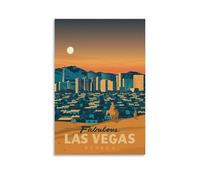 WBBART Poster su tela, motivo: skyline di Las Vegas, Nevada, stile vintage, decorazione artistica da parete, poster decorativo moderno per la famiglia, 30 x 45 cm
