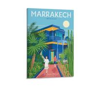 WBBART Poster su tela, stile vintage, decorazione artistica da parete con villa Marrakech Marocco, poster decorativo moderno per la famiglia, 20 x 30 cm
