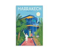 WBBART Poster su tela, stile vintage, decorazione artistica da parete con villa Marrakech Marocco, poster decorativo moderno per la famiglia, 20 x 30 cm