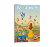 WBBART Poster su tela, stile vintage, decorazione artistica da parete, motivo con mongolfiera, Valle della Cappadocia, Turchia, poster decorativo moderno per la famiglia, 20 x 30 cm
