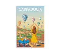 WBBART Poster su tela, stile vintage, decorazione artistica da parete, motivo: mongolfiera, Valle della Cappadocia, Turchia, poster decorativo moderno per la famiglia, 30 x 45 cm