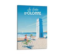 WBBART Poster vintage su tela, motivo: Le sabbie di Olonne Francia, decorazione artistica da parete, poster decorativo moderno per la famiglia, 40 x 60 cm
