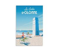 WBBART Poster vintage su tela, motivo: Le sabbie di Olonne Francia, decorazione artistica da parete, poster decorativo moderno per la famiglia, 30 x 45 cm