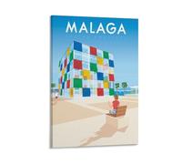 WBBART Poster vintage su tela, motivo: Malaga, Andalusia, Spagna, motivo viaggio, decorazione artistica da parete, poster decorativo moderno per la famiglia, 40 x 60 cm