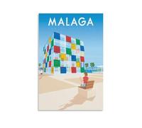 WBBART Poster vintage su tela, motivo: Malaga, Andalusia, Spagna, motivo viaggio, decorazione artistica da parete, poster decorativo moderno per la famiglia, 40 x 60 cm