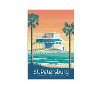 WBBART Poster vintage su tela, motivo: molo di San Pietroburgo, Florida, decorazione artistica da parete, poster decorativo moderno per la famiglia, 40 x 60 cm