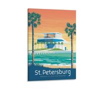 WBBART Poster vintage su tela, motivo: molo di San Pietroburgo, Florida, decorazione artistica da parete, poster decorativo moderno per la famiglia, 50 x 75 cm