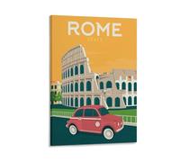 WBBART Poster vintage su tela, motivo: Roma, Italia, Colosseo, decorazione artistica da parete, poster decorativo moderno per la famiglia, 30 x 45 cm